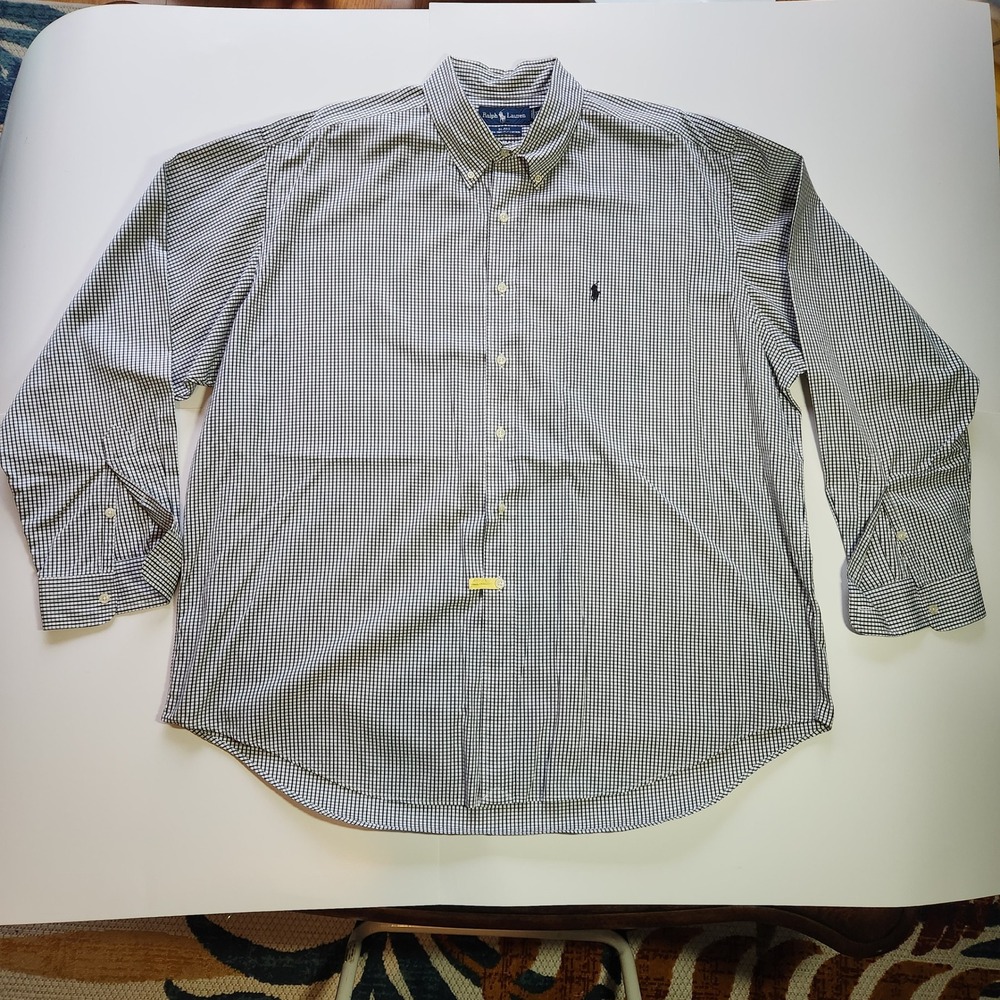 Ralph Lauren‎ Blake XXL Mens Long Sleeve Gingham Check Dress Shirt